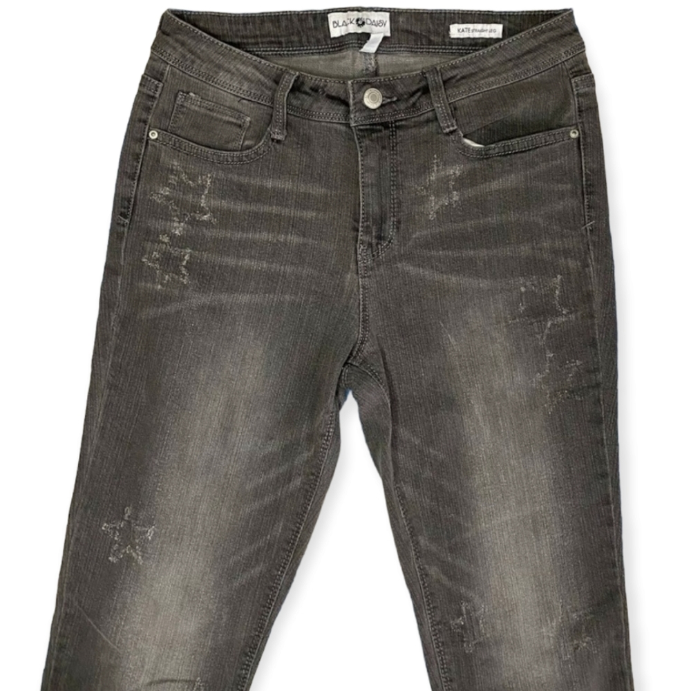 Black Daisy Black/Dark Gray Straight Leg Jeans - Picture 3 of 10